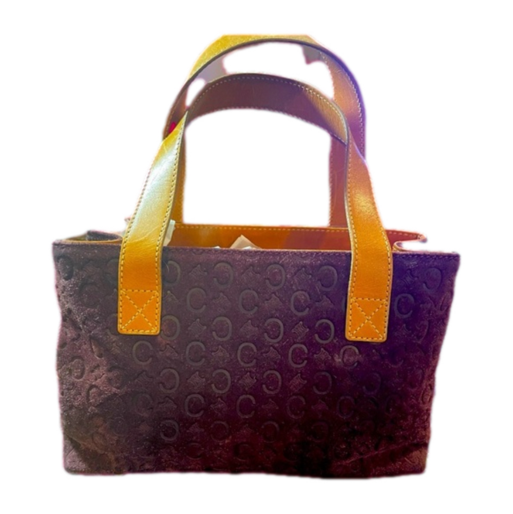 Celine Vintage Suede Burgundy Mini Tote with COA and Unbranded Dust Bag